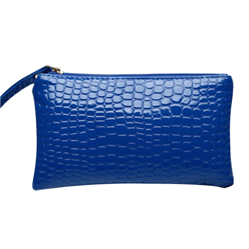 Coofit Для женщин леди сцепления кошелек крокодил шаблон из искусственной кожи модные большие Ёмкость кошелек с ремешком для ежедневного Применение - Цвет: Sapphire Blue