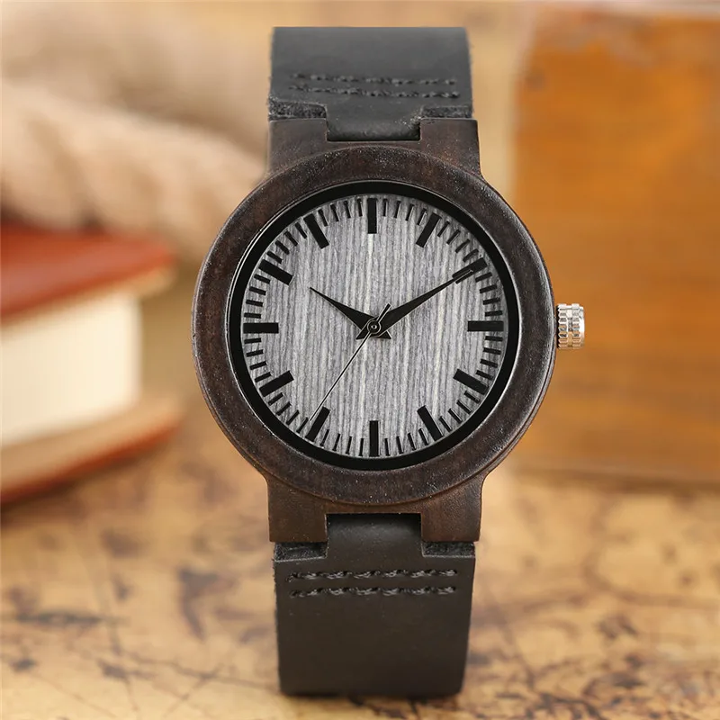 Unique Women's Watches Top Quality Handmade Luxury Dark Black Wood