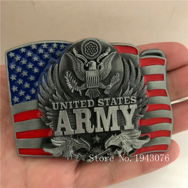 Buy Retail New United States ARMY Belt Buckle With American Flag Silver Eagle