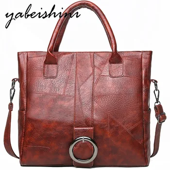 

Woman Casual Tote Bag Sac A Main PU leather Hand Bag Big Capacity Woman Retro Shoulder Bag luxury handbags women bags designer