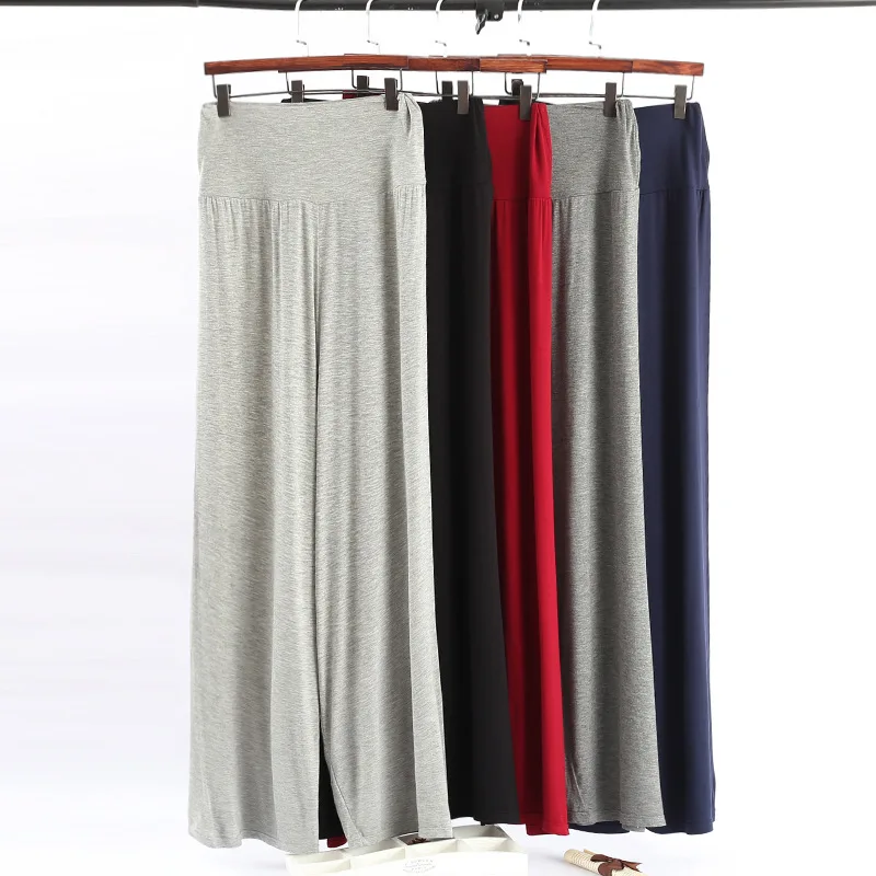 2019 spring summer new plus size modal wide leg pants casual female 100kg loose high waist home pants sleep bottoms pants soft