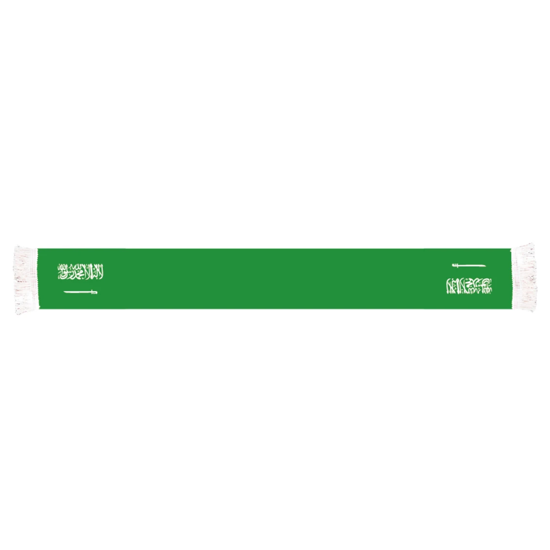 

Drop Shipping silk Satin Sublimation double sided printing Saudi Arabia Scarf 55"x6" with 5cm tassels for soccer fans