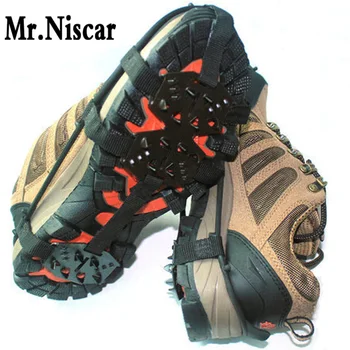 

Mr.Niscar Outdoor Anti Slip Crampons 18 Tooth Ice Gripper Fishing Hiking Snow Crampon Climbers Dirt road Ice Grippers for Shoes