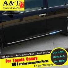 A&T For Toyota Camry Door Bumper trim car styling 2015 2016 For Camry Body Bumper strip stickers high-quality ABS chorm trim