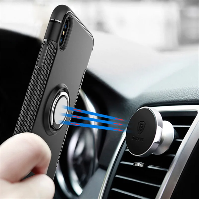 TPU Phone Case for iPhone X with finger Ring Holder stand kickstand Armor mobile phones cover magnetic bracket coque |