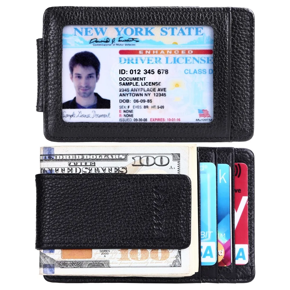 Details about   RFID Mens Leather Money Clip Slim Front Pocket Magnetic ID Credit Card Wallet US 