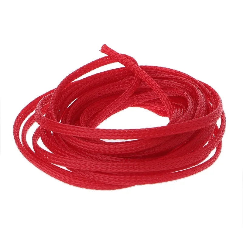 OOTDTY 5 м 4 мм расширяемый плотный плетеный кабель для домашних животных оболочка провода аудио рукав - Цвет: Красный