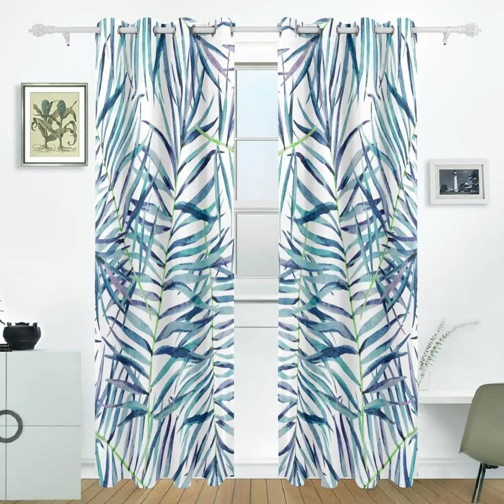 Tropical Leaves Curtains Drapes Panels Darkening Blackout Grommet Room