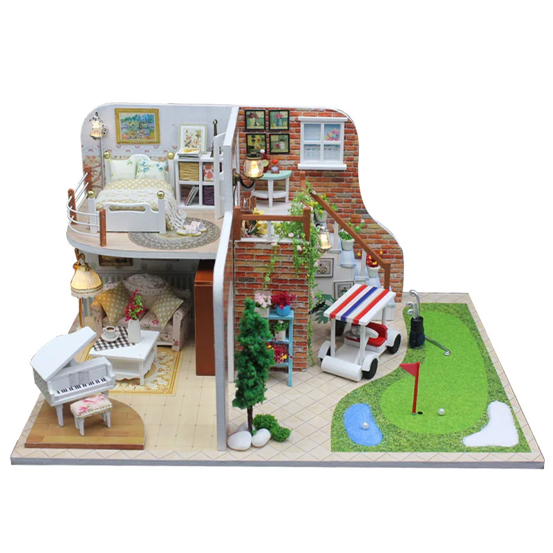 

DIY Miniature Doll House Toy 3D Handmade Dollhouse With Furnitures Wooden House Assemble Building Kits Toys for Children Adult