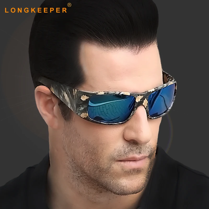 LongKeeper Men Sunglasses Polarized Goggles Rectangle Men Sport Outdoor