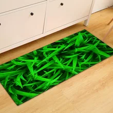 Green Leaf Print Non-slip Front Entrance Door Floor Mat Indoor Absorbent Hallway Doormat Modern Kitchen Long Carpet Rug Tapete