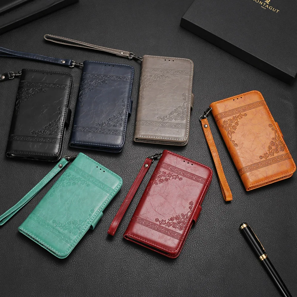 

Vintage Wallet Flip Case for Doogee Y8c Case with Strap Stand Luxury PU Leather Cover Kickstand With Card Pocket Fundas