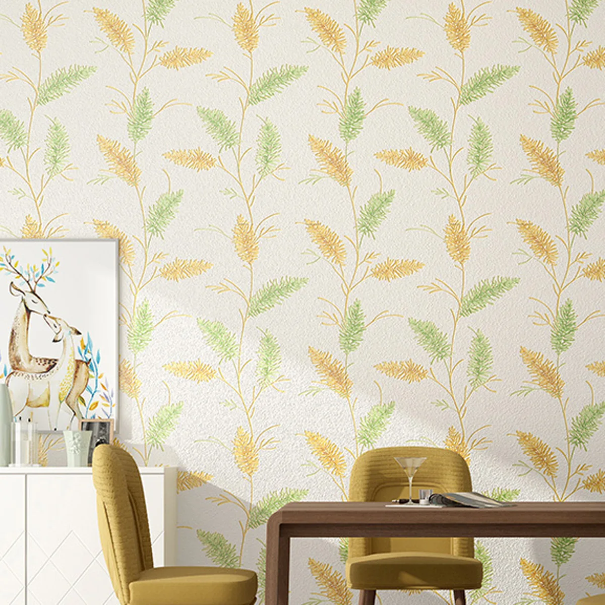 Modern Simple Colorful Leaf Veneer Velvet Wallpaper 3D Thickened