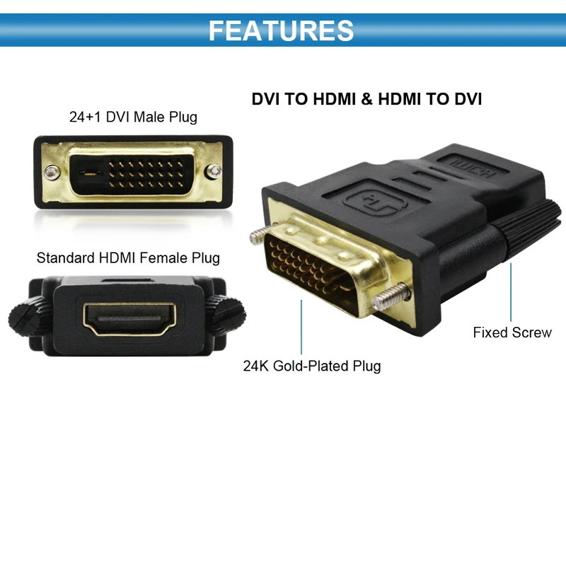 24k позолоченный штекер к женскому HDMI дви кабель конвертер 1080P для HDTV проектор монитор DVI 24+ 1 к HDMI адаптер Кабели