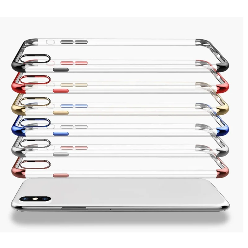 

For iPhone X Case Luxury colorful border Transparent TPU Soft plated Mobile Phone Back Shell for iPhone 6 6S 7 8 Plus Case