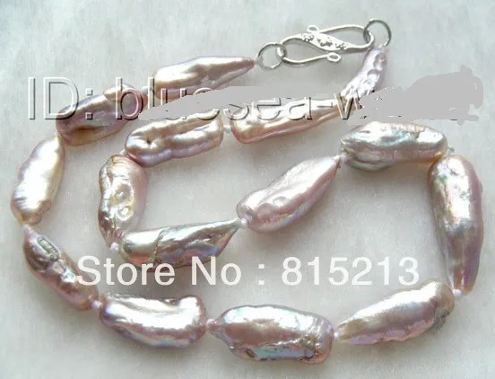 

ddh00482 CLASSIC 29mm lavender biwa natural freshwater pearls necklace can choose
