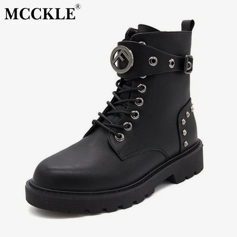 Buy MCCKLE Women Thick Heel Ankle Boots Platform