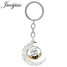 Jweijiao francês je suis une atsem qui dechire encantos chaveiro de vidro lua pingente chaveiros de vidro cabochão jóias je24