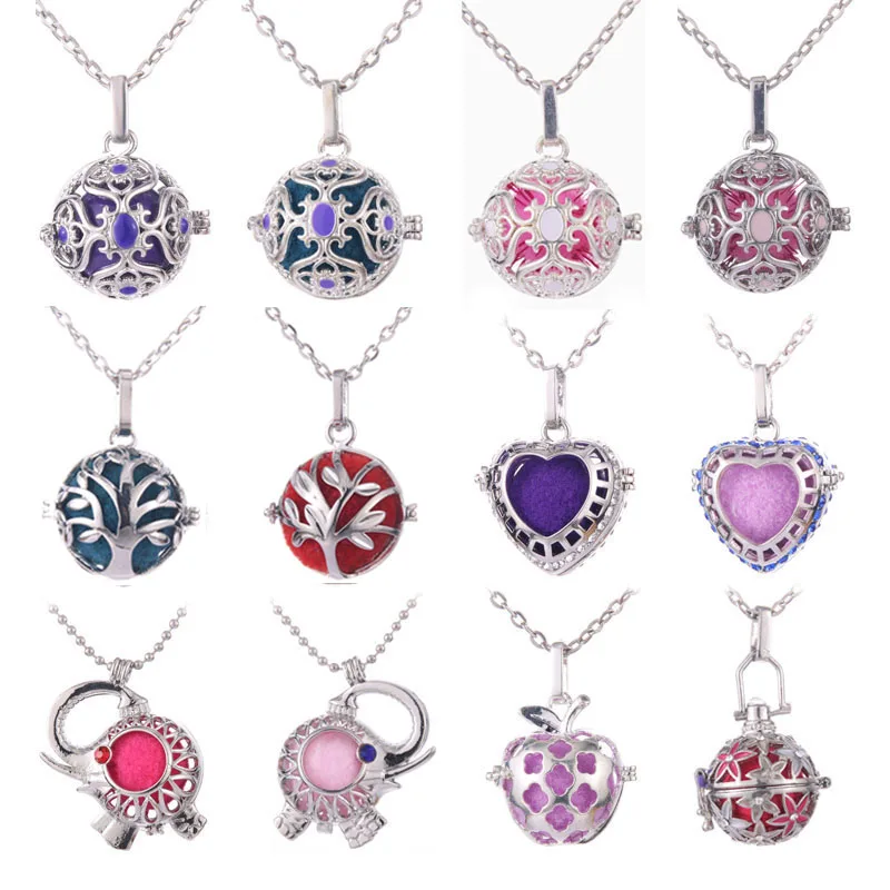 

New Mexico Chime Music Ball Caller cages Necklace Vintage Elephant Heart Necklace for Aromatherapy Essential Oil Pregnant Women