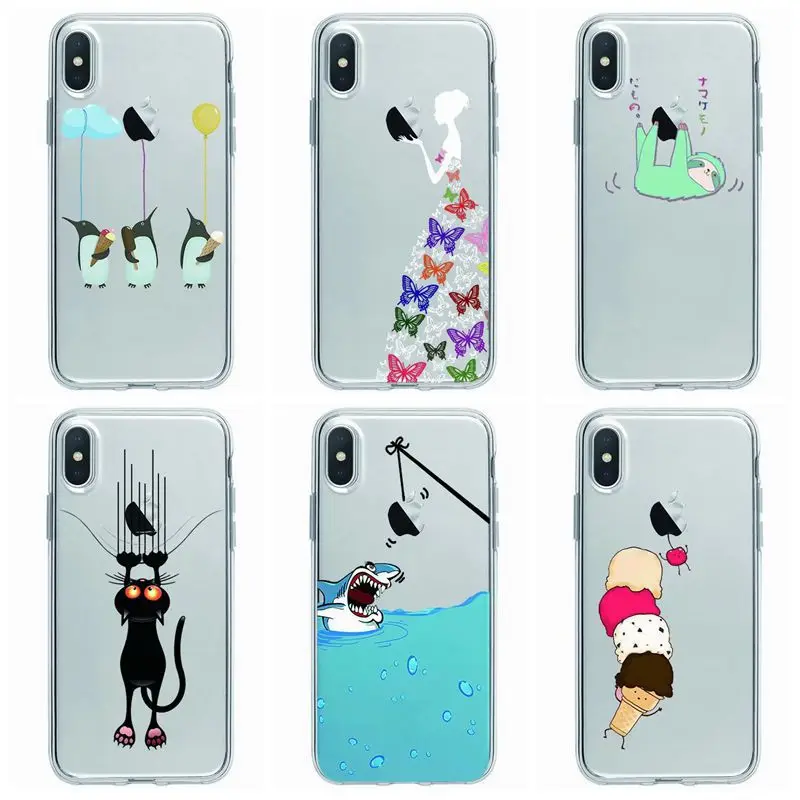 Чехол для iphone 8 plus 5 5S se 6 7 X xs XR Силиконовые чехлы панда Баскетбол девушка Акула