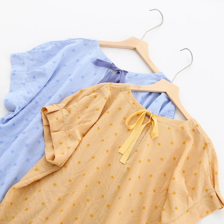 

chic sweet Polka Dot o-neck short sleeves shirt summer blouse Female