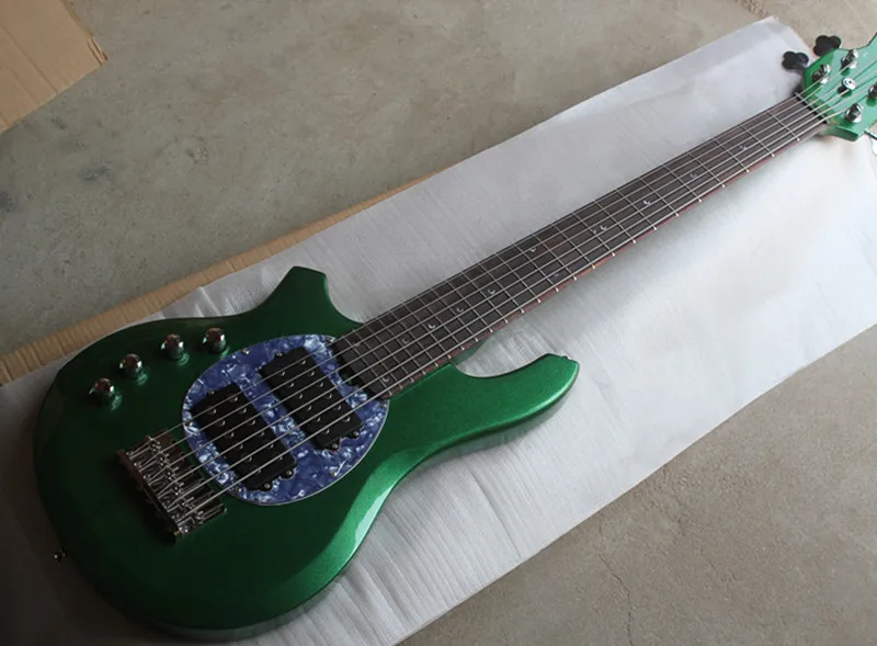 

6-String Green Bongo Left-Hand Electric Bass Guitar,Chrome Hardwares,Offer Customized