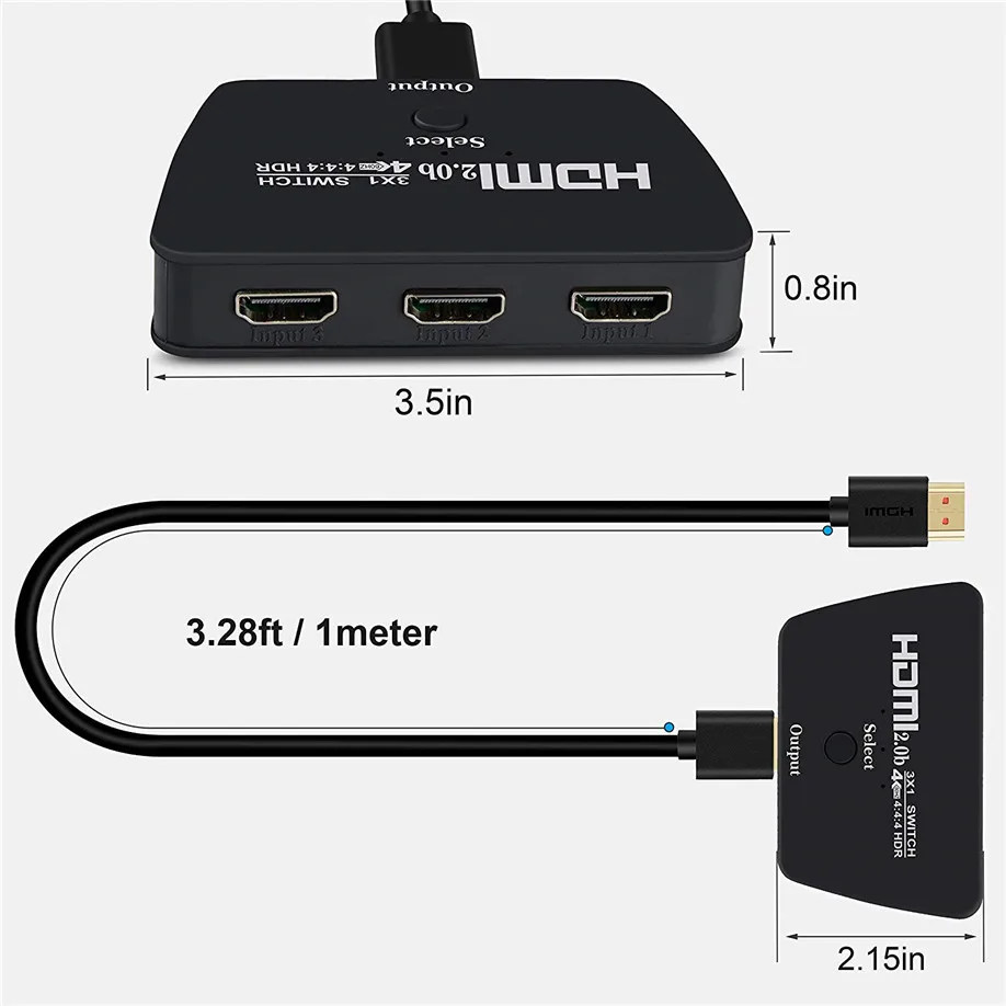 50 комплектов переключатель Ultra HD HDMI 2 0 выход 3 в 1 3X1 HDCP2.2 4K 60 Гц HDR 4:4:4 для Apple TV Fire Stick