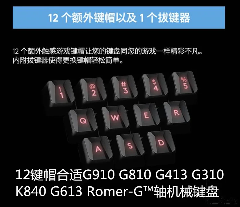 12 шт./компл. ключ Шапки для logitech G413 также подходит для logitech G910 G810 G310 G613 K840 игровой bump ключ Шапки