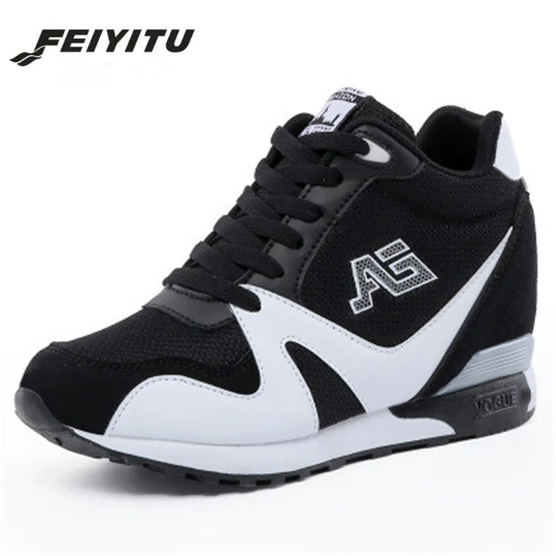 Женские кроссовки на танкетке FeiYiTu новинка 2018 белые высоком каблуке женская