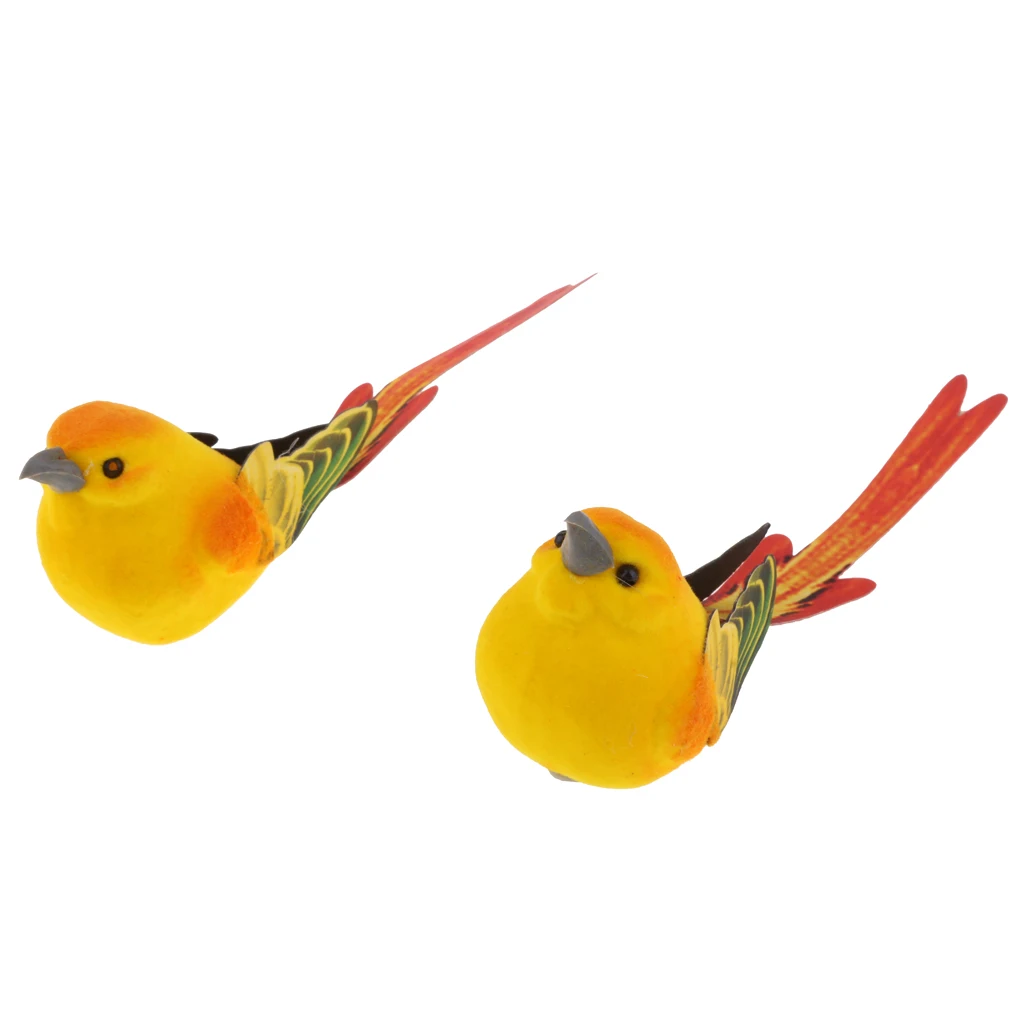 2pcs Artificial Realistic Decor Fake Bird Simulation Home Ornament Bird  For Garden Home Wedding Decor