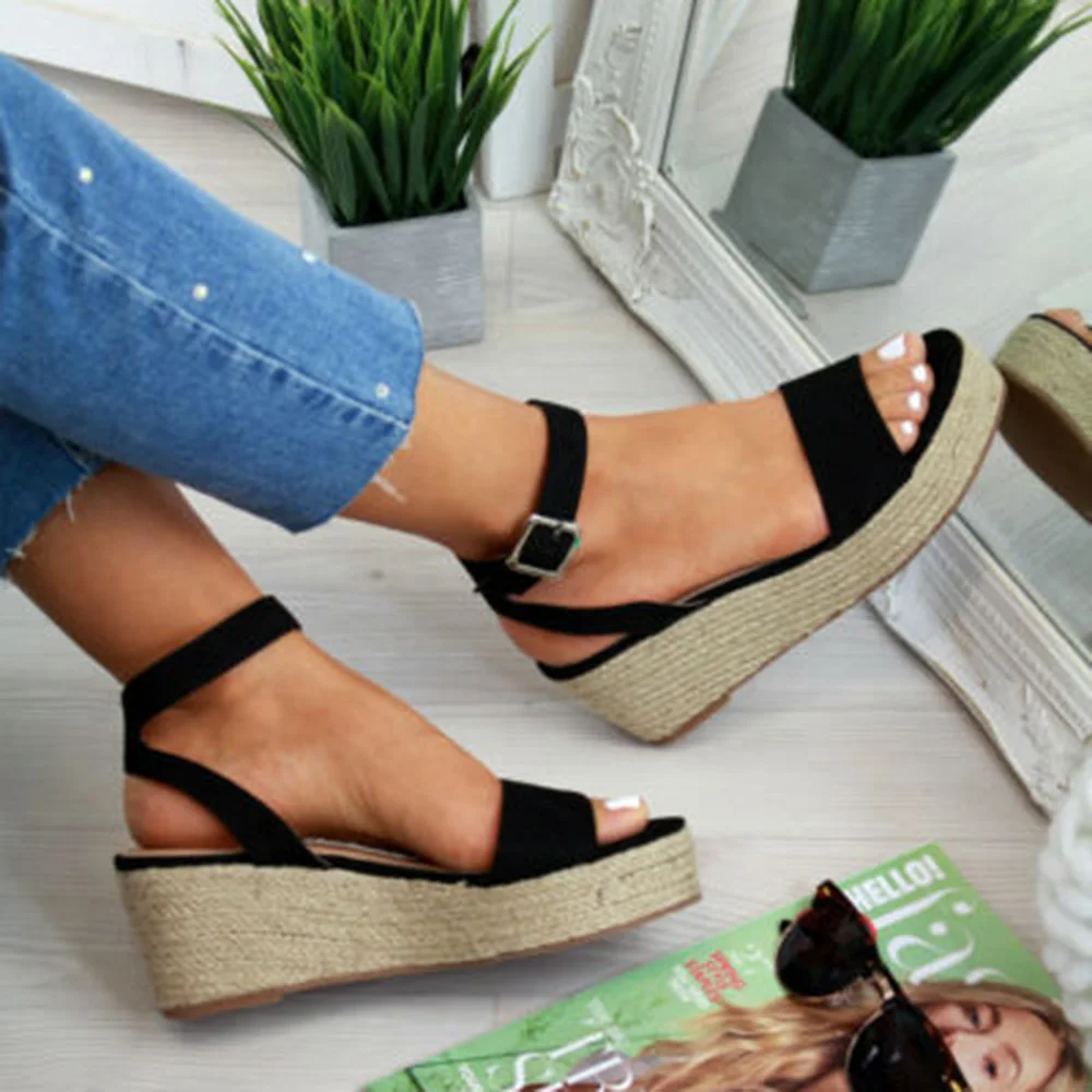 

WENYUJH Women Summer Shoes Platform Sandals Fashion Strap Sandals Wedges Shoes Casual Woman Peep Toe Espadrille Femme