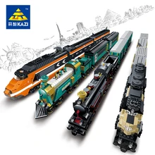 Kazi Battery Powered Maersk Train Container Train Diesel-electric Freight Train Building Blocks Educational Toys for Children
