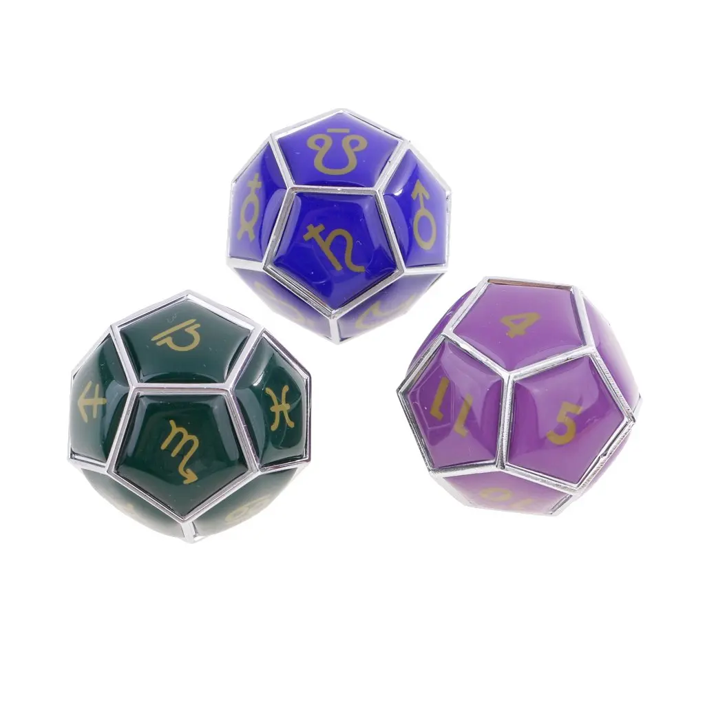 

3pcs Zinc Alloy 12 Sided Dice D12 Polyhedral Dices for RPG Horoscope Table Game Creative Entertainment Toys Gift
