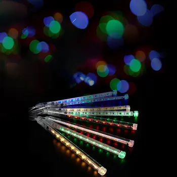 

Lights String Led Meteor Shower Rain Decorative String Lantern Lights Courtyard Meteor Lamp Curtain Decorative Colorful Blue