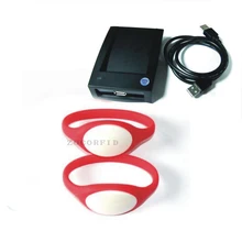 10 шт./лот Водонепроницаемый NFC Браслет Классический 1K S50 13,56 МГц RFID Силиконовый Браслет RFID+ USB считыватель