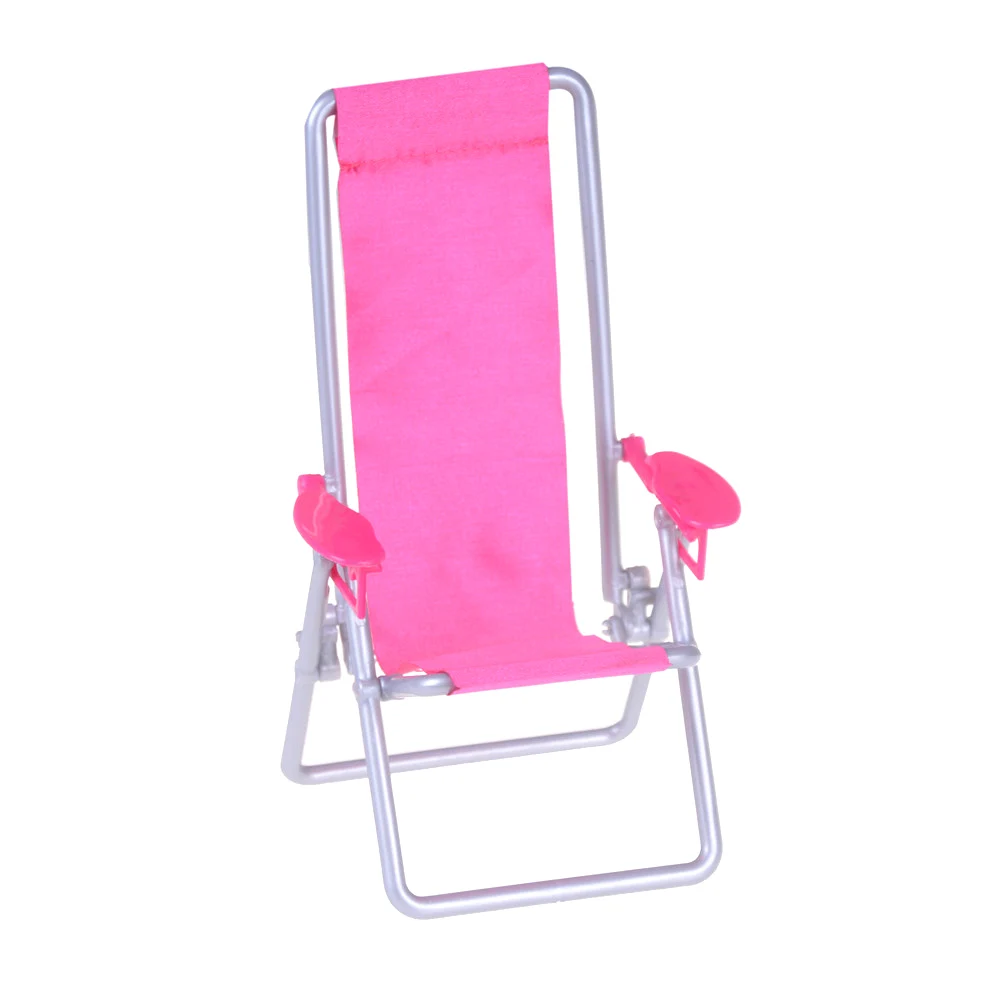 1:6 Scale Dollhouse Furniture Swim Foldable Deckchair Accessories For Barbie Doll For Blythe House Lounge Pink Rose Beach Chair