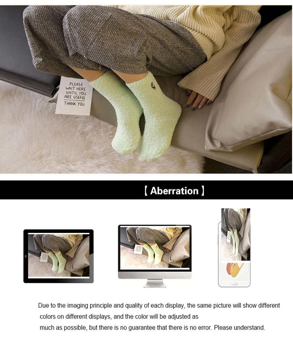 Autumn And Winter Wholesale Casual Cartoon Animal Elk Embroidery Plus Velvet Thick Coral Floor In The Tube Socks Home Ladies (13)
