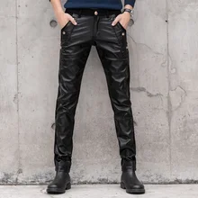 Черные кожаные осенние зимние брюки мужские высокого качества, непродуваемый стрейч мотоцикл тактические обтягивающие брюки мужские