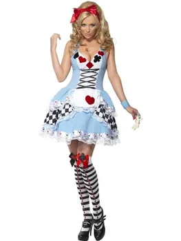 

Pirate Costume Women Halloween Fancy Party Dress Carnival Sexy Cosplay Playing Cards Outfits 80692