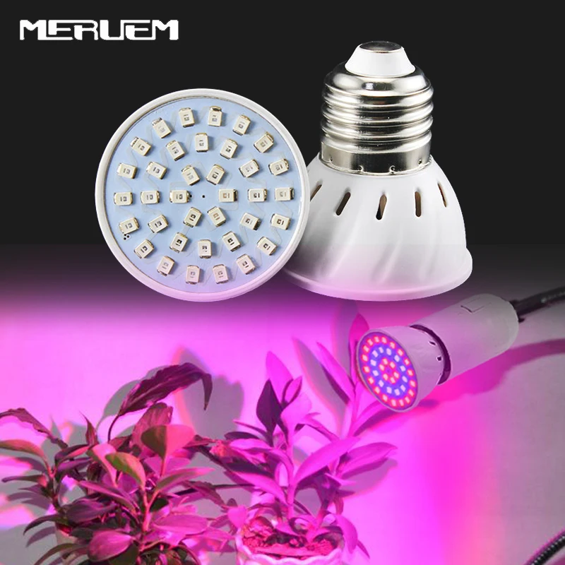 72 LEDs Grow Light E27 AC85-265V Full Spectrum Indoor Plant Lamp For Plants Vegs Hydroponic System Plant Light