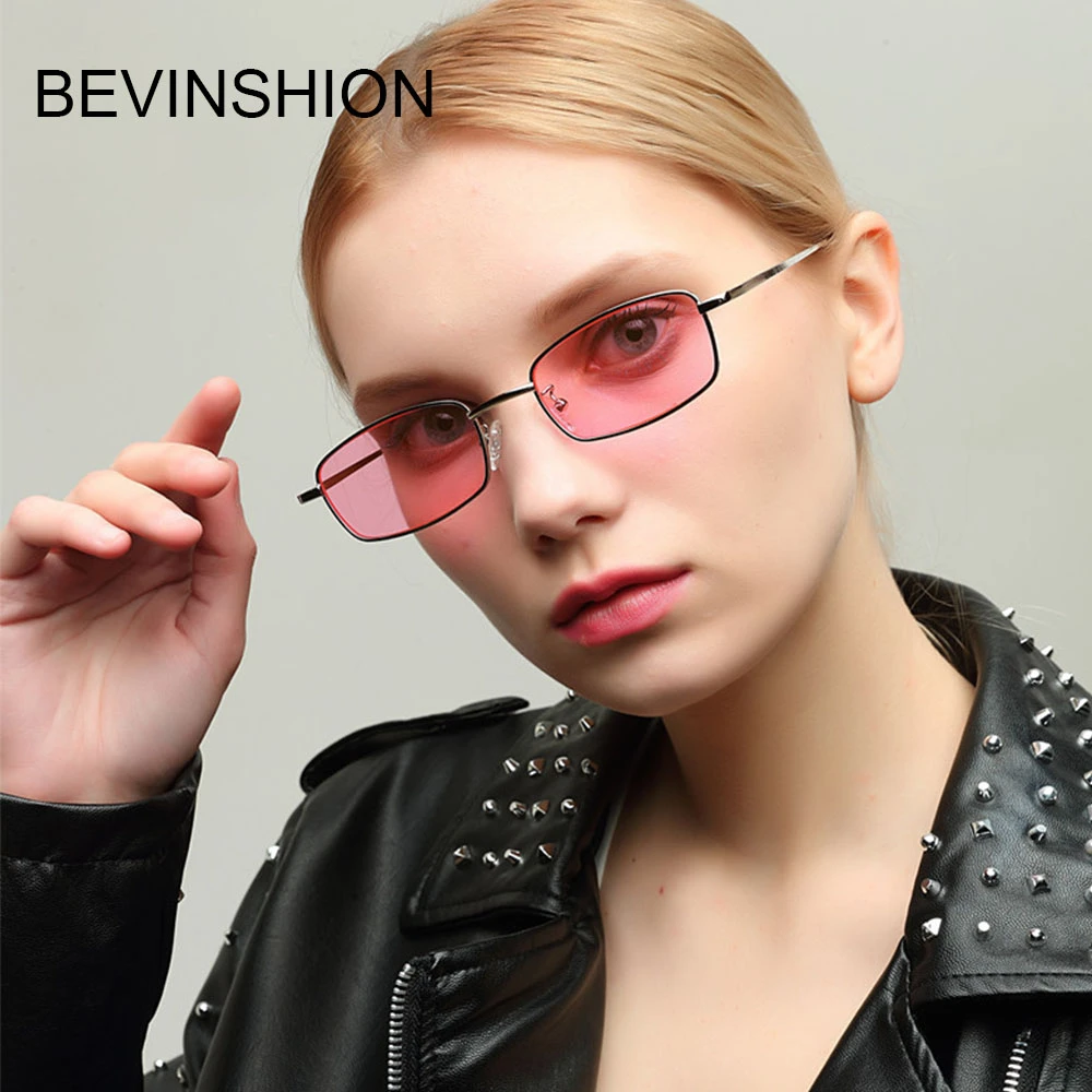 新しいファッション小さな正方形サングラス女性男性金属海色赤黄レンズ涼しいヴィンテージ太陽メガネクリアブランドセクシーなカップル サングラス Aliexpress