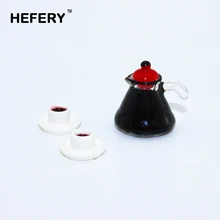 1/12 Миниатюрные аксессуары для кукольного домика, мини кофейник с двумя чашками, имитация мебели, посуда, игрушки для украшения кукольного дома