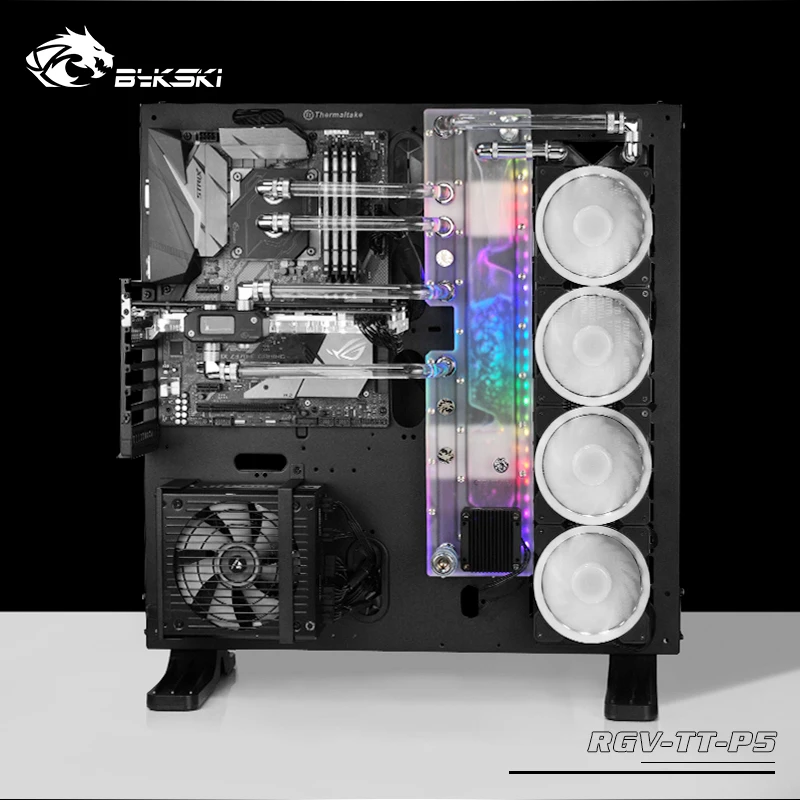 BYKSKI акриловая доска водный канал решение использовать для ThermalTake/Tt Core P5 для ЦП GPU Блок/3PIN RGB/вместо резервуара