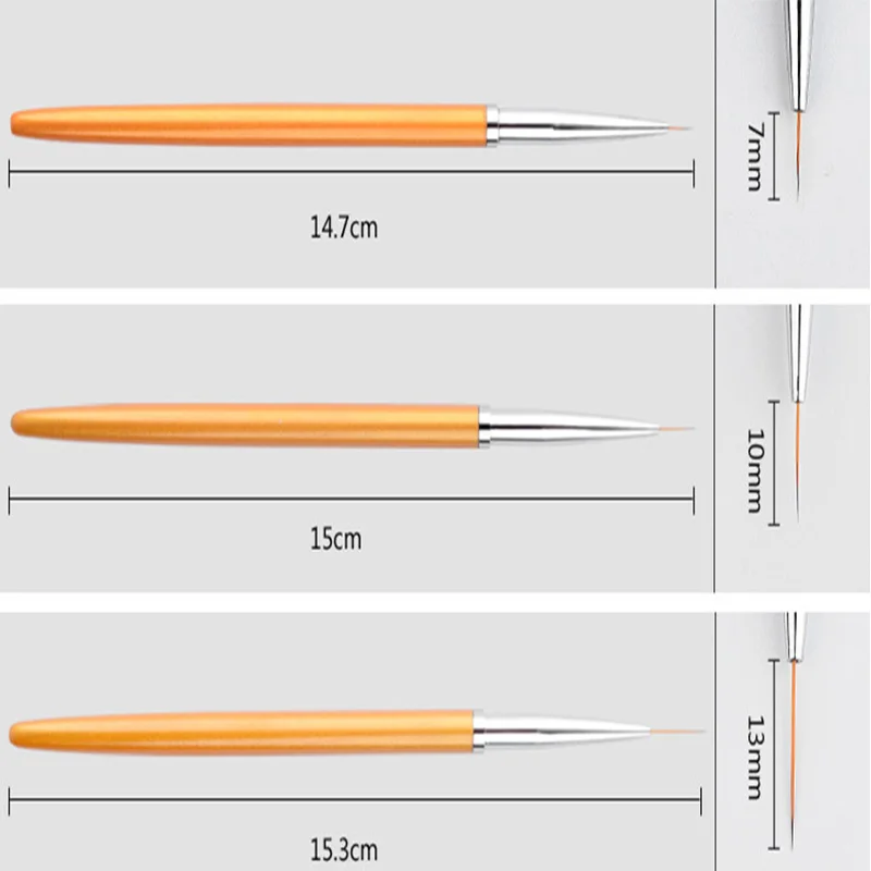 3 шт./компл. Золотой Нейл-арт живопись из линий ручка кисточки профессиональный высокое качество УФ-гель лак для ногтей советы 3D Дизайн Маникюр для рисования набор инструментов