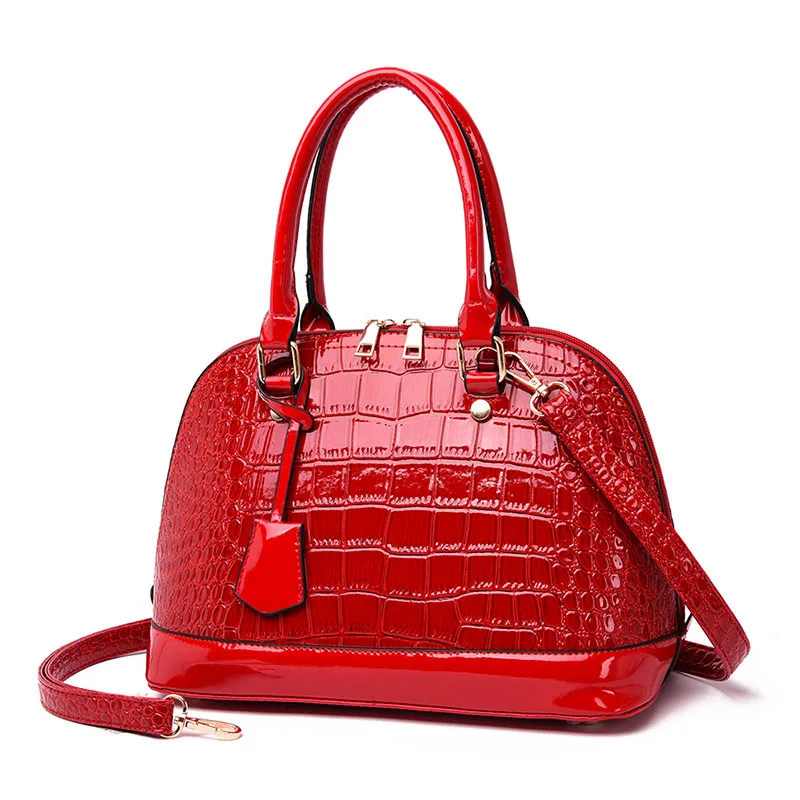 Toposhine лакированная кожа крокодиловая сумка дамская сумка новая модная простая темпераментная сумка через плечо - Цвет: Wine Red
