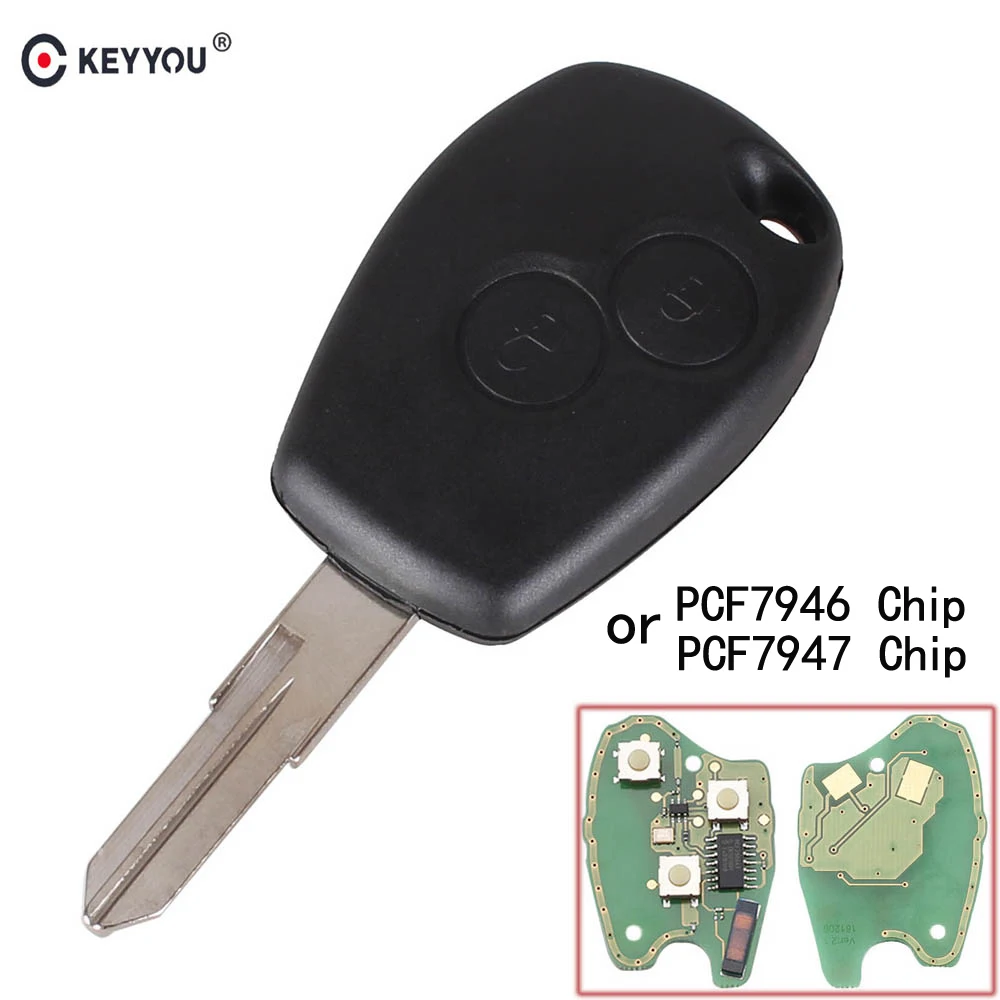 

KEYYOU Remote Car Key 433MHz 2 buttons PCF7947/PCF7946 For Renault Megane Modus Clio scenic Kangoo Logan Fob Case VAC102 Blade