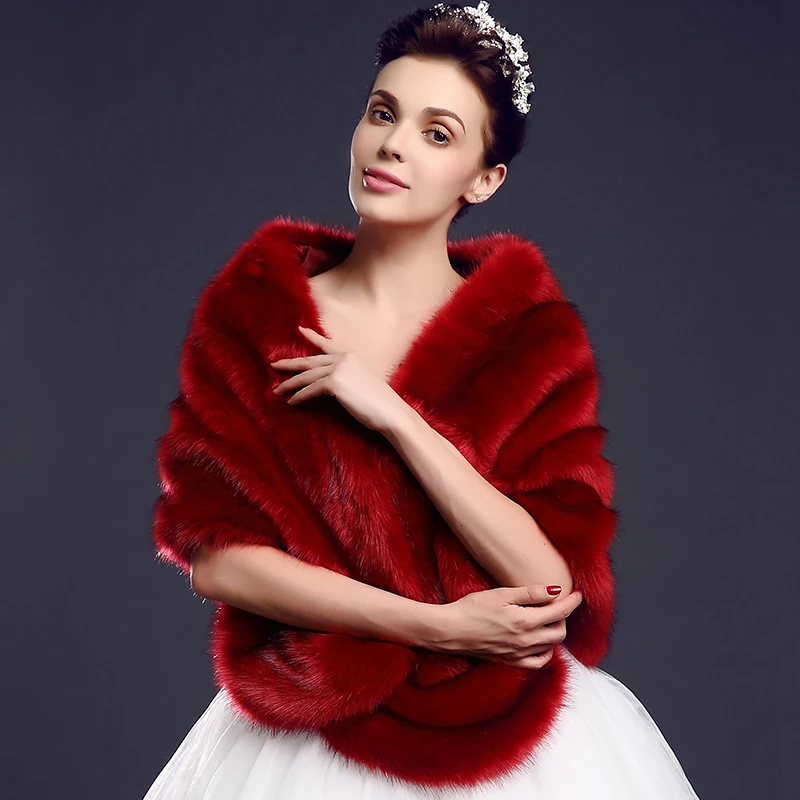 red faux fur shawl