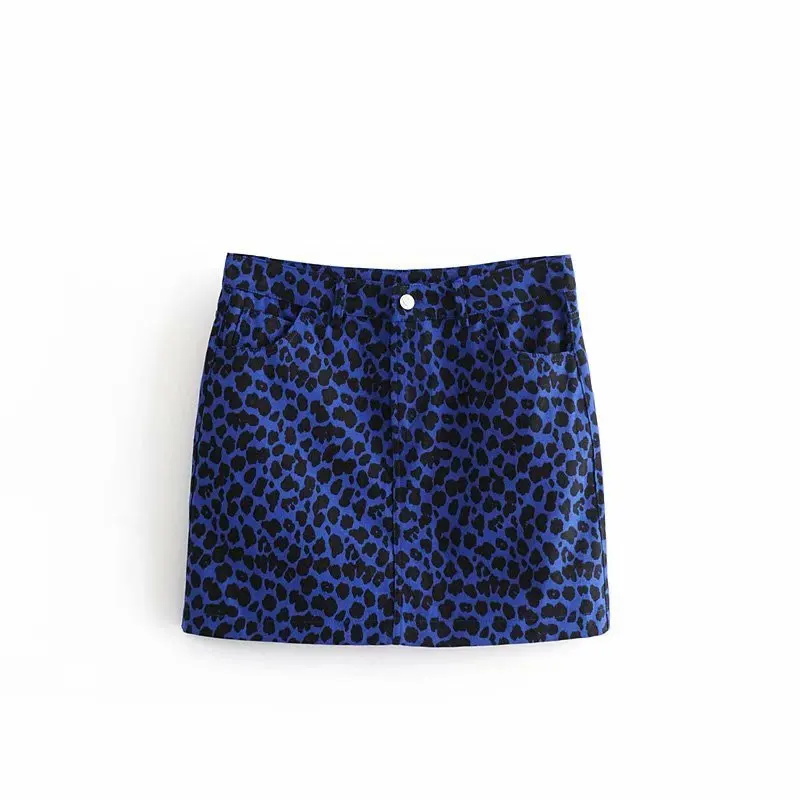 Для женщин винтажные пикантные ярких цветов леопардовая расцветка тонкий юбка-карандаш faldas mujer Дамы high street карманов повседневные мини-юбки QUN155