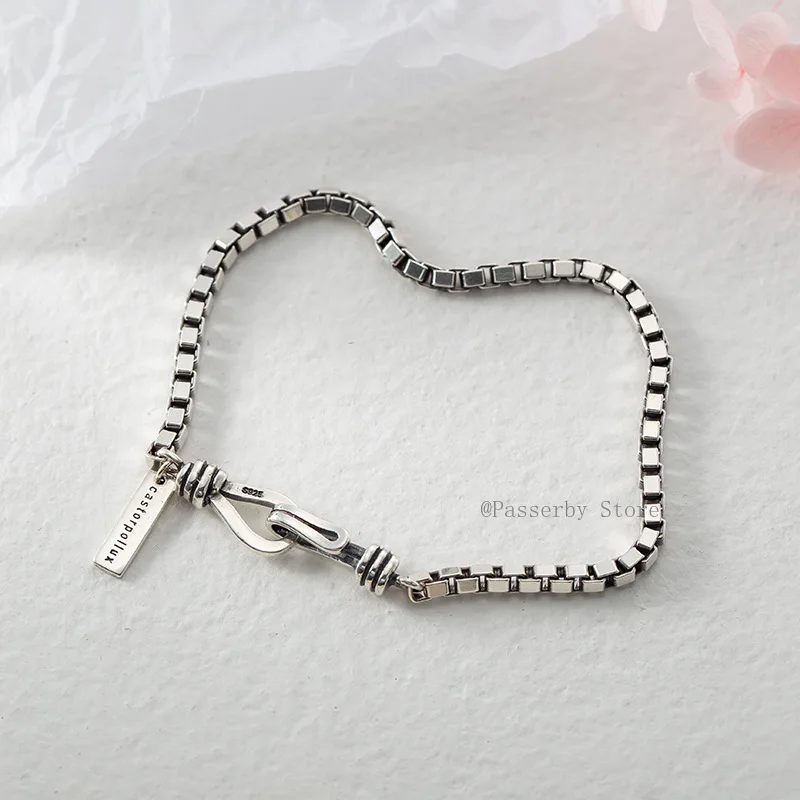 

Passerby Store Vintage Style Bracelet Retro Style Chain Bracelet Make Old Technology S925 Sliver Bracelet Silver 925 Jewelry