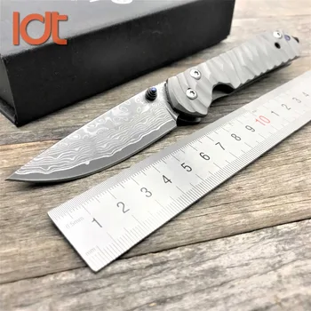 

LDT Sebenza 21 Tactical Folding Knife Damascus Blade Titanium Handle Pocket Knives Outdoor Hunting rescue knife EDC Tools